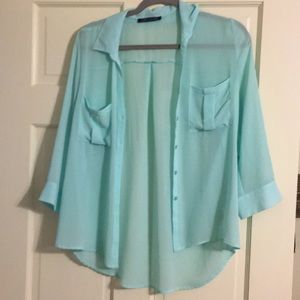 Sheer blue shirt